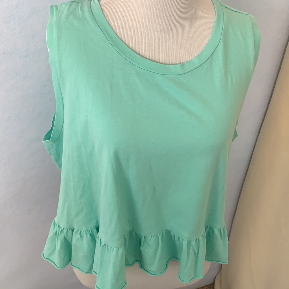 Mint Bottom Ruffled Crop Tank - Picture 5 of 9